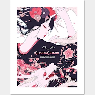 Geisha and Dragon 7012 Posters and Art